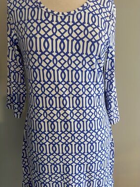 Lulu B Blue and White Abstract Print Dress